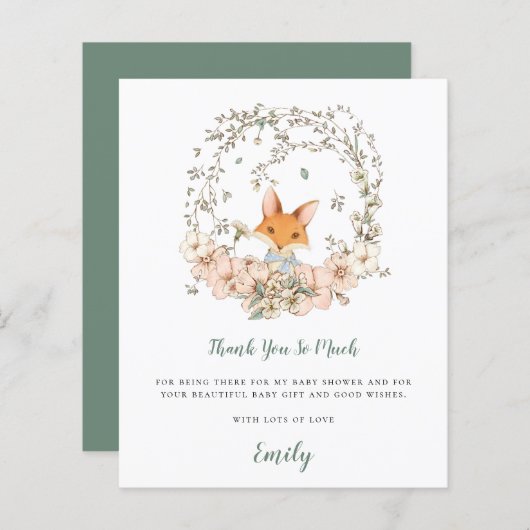 Budget Cute Fox Sage Baby shower Dank u (Voorkant / Achterkant)
