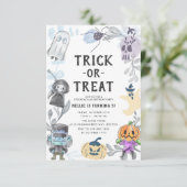 Budget Cute Ghost Monster Halloween Birthday Party Kaart (Staand voorkant)