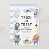 Budget Cute Ghost Monster Halloween Birthday Party Kaart (Voorkant / Achterkant)