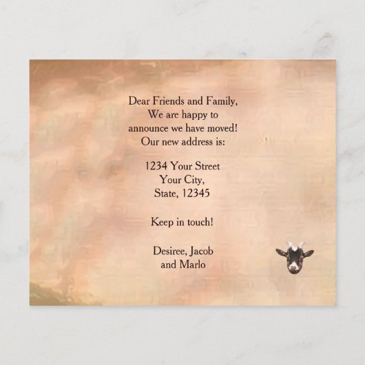 Budget Cute Goat Bewegend Nieuw Adres (Achterkant)