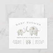 Budget Cute Gray Waterverf Elephant Baby shower (Voorkant / Achterkant)