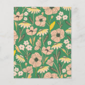 Budget Cute Green Pink Floral Baby shower Uitnodig (Achterkant)