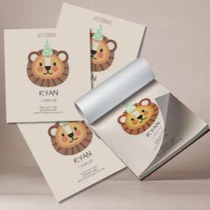BUDGET Cute Lion Minimalist Uitnodiging Notitieblok