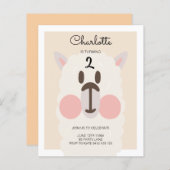 BUDGET Cute Llama Modern Birthday Invitation (Voorkant / Achterkant)