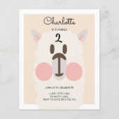 BUDGET Cute Llama Modern Birthday Invitation (Voorkant)