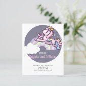 BUDGET Cute Magical Unicorn Uitnodiging (Staand voorkant)