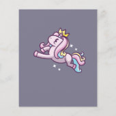 BUDGET Cute Magical Unicorn Uitnodiging (Achterkant)