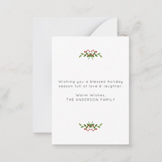 Budget Cute Merry kerstbessen Foto Holiday Notitiekaartje (Achterkant)