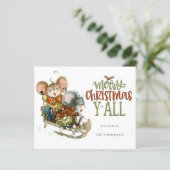 Budget Cute Mice Sleighing Merry kerstnaam (Staand voorkant)