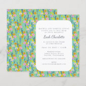Budget Cute Mint Green Pink Floral Bat Mitzvah (Voorkant / Achterkant)