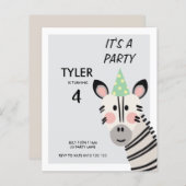 BUDGET Cute Moderne Zebra Pet Uitnodiging (Voorkant / Achterkant)