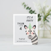 BUDGET Cute Moderne Zebra Pet Uitnodiging (Staand voorkant)