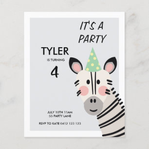 BUDGET Cute Moderne Zebra Pet Uitnodiging