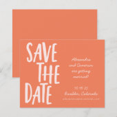 Budget Cute Oranje Whimsical Wedding Save the Date (Voorkant / Achterkant)