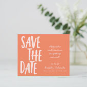 Budget Cute Oranje Whimsical Wedding Save the Date (Staand voorkant)