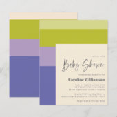 Budget Cute Paarse Groene Streep Moderne Baby Show (Voorkant / Achterkant)