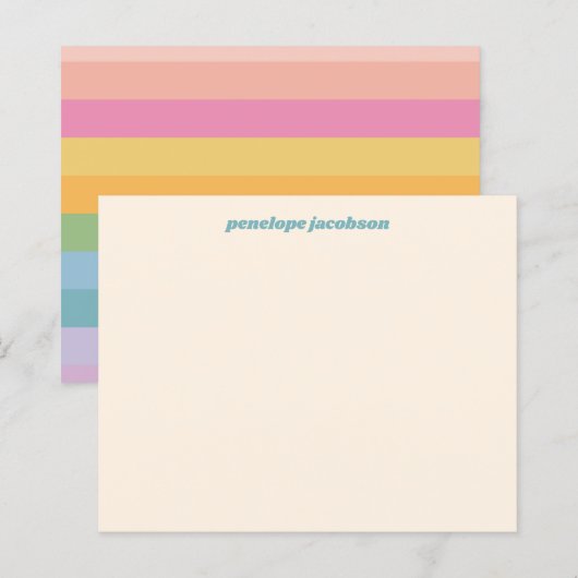 Budget Cute Pastel Stripe Speciaal Stationery (Voorkant / Achterkant)