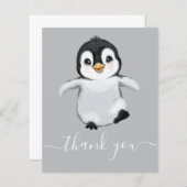 BUDGET Cute Penguin Baby shower Dank je wel (Voorkant / Achterkant)