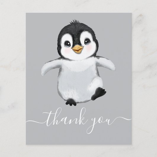 BUDGET Cute Penguin Baby shower Dank je wel (Voorkant)