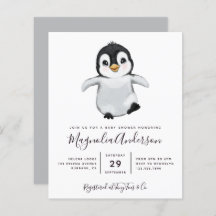 Budget Cute Penguin Baby shower Uitnodiging