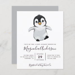 Budget Cute Penguin Baby shower Uitnodiging