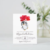 Budget Cute Penguin Baby shower Uitnodiging (Staand voorkant)