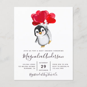 Budget Cute Penguin Baby shower Uitnodiging