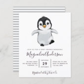 Budget Cute Penguin Baby shower Uitnodiging (Voorkant / Achterkant)
