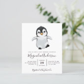 Budget Cute Penguin Baby shower Uitnodiging (Staand voorkant)