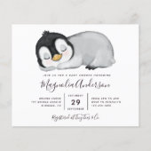 Budget Cute Penguin Baby shower Uitnodiging (Voorkant)