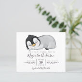 Budget Cute Penguin Baby shower Uitnodiging (Staand voorkant)