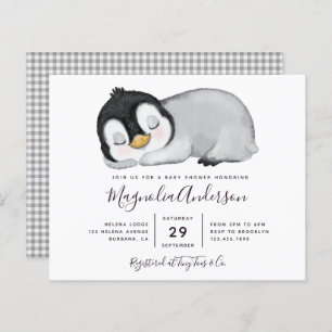 Budget Cute Penguin Baby shower Uitnodiging