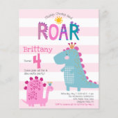 Budget Cute Pink Dinosaur Girl Birthday (Voorkant)