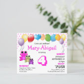 Budget Cute Pink Girls Birthday Uitnodiging (Staand voorkant)