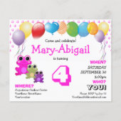 Budget Cute Pink Girls Birthday Uitnodiging (Voorkant)