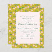 Budget Cute Pink Green Cherry Fruit Baby shower (Voorkant / Achterkant)