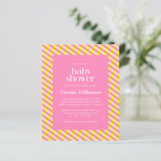 Budget Cute Pink Yellow Pset Pattern Baby shower (Staand voorkant)