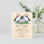 Budget Cute Puffin Baby shower Uitnodiging (Staand voorkant)