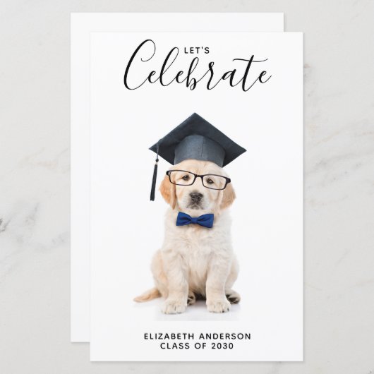 Budget Cute Puppy Afstuderen Uitnodiging tot Afstu (Voorkant / Achterkant)