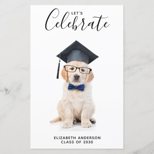 Budget Cute Puppy Afstuderen Uitnodiging tot Afstu (Voorkant)