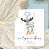 Budget Cute Reindeer Script Merry Kerstmis Kaart