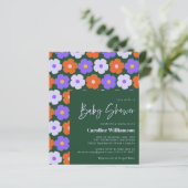 Budget Cute Retro Flower Paars Green Baby shower (Staand voorkant)