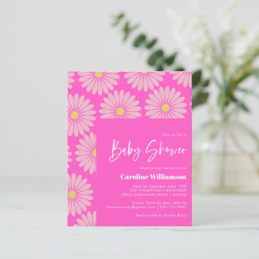 Budget Cute Scandinavian Flower Pink Baby shower (Staand voorkant)