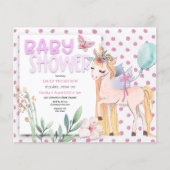 Budget Cute Unicorn Pink Baby shower Uitnodiging (Voorkant)