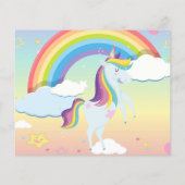 BUDGET Cute Unicorn Rainbow Girls Uitnodiging (Achterkant)