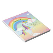 BUDGET Cute Unicorn Rainbow Girls Uitnodiging Notitieblok (Schuin)