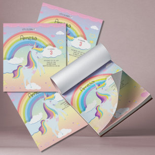 BUDGET Cute Unicorn Rainbow Girls Uitnodiging Notitieblok