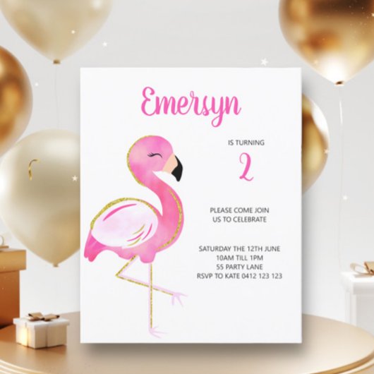BUDGET Cute Waterverf Flamingo Pink Uitnodiging