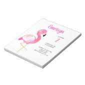 BUDGET Cute Waterverf Flamingo Pink Uitnodiging Notitieblok (Linkerzijde)