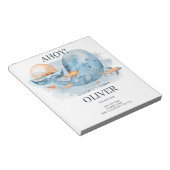 BUDGET Cute Waterverf Whale Birthday Uitnodiging Notitieblok (Schuin)